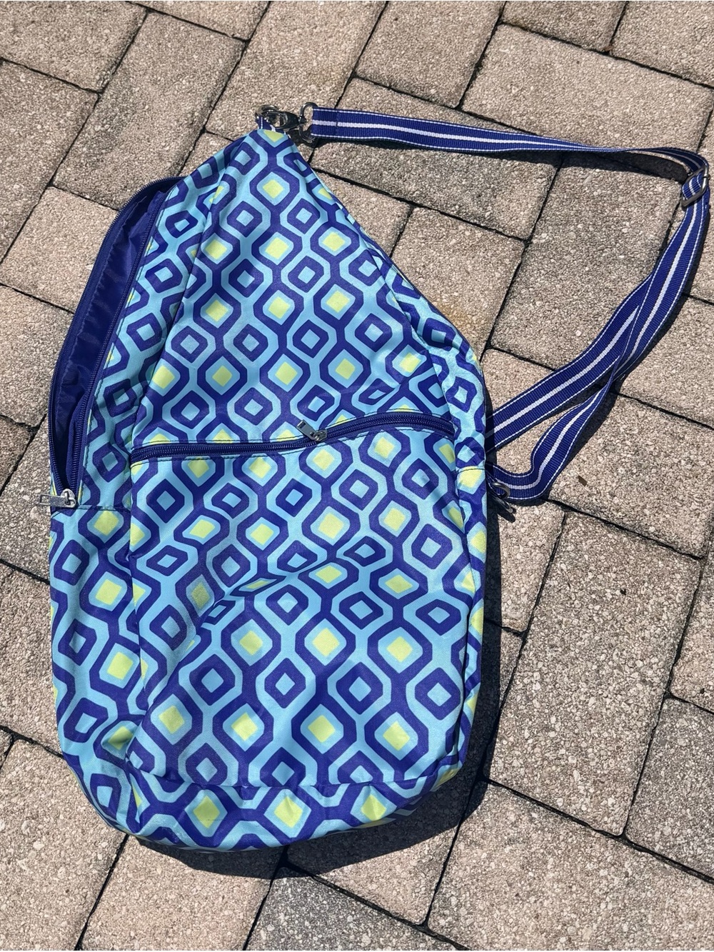 Pickle Ball - All for Color Blue Geo-Print Sling Bag -